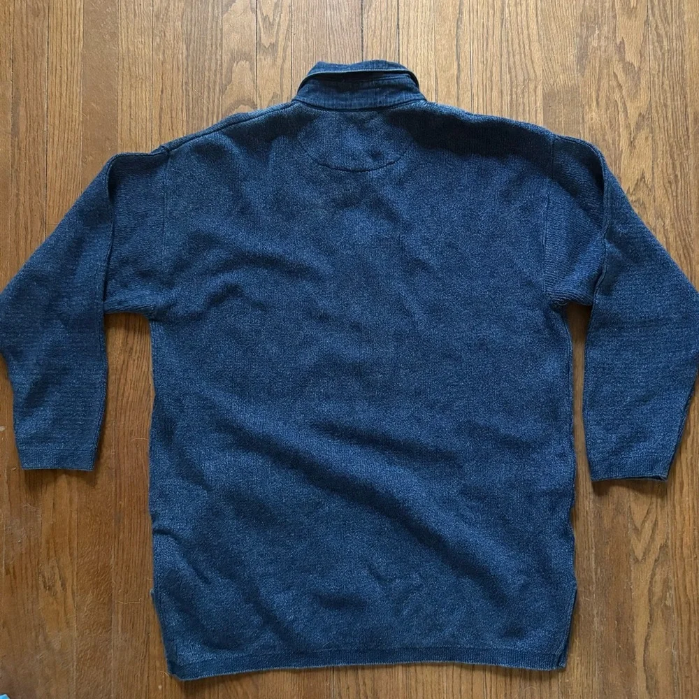 VTG Blue Willi's Heavyweight Pure Indigo Cotton Pullover Henley Sweater